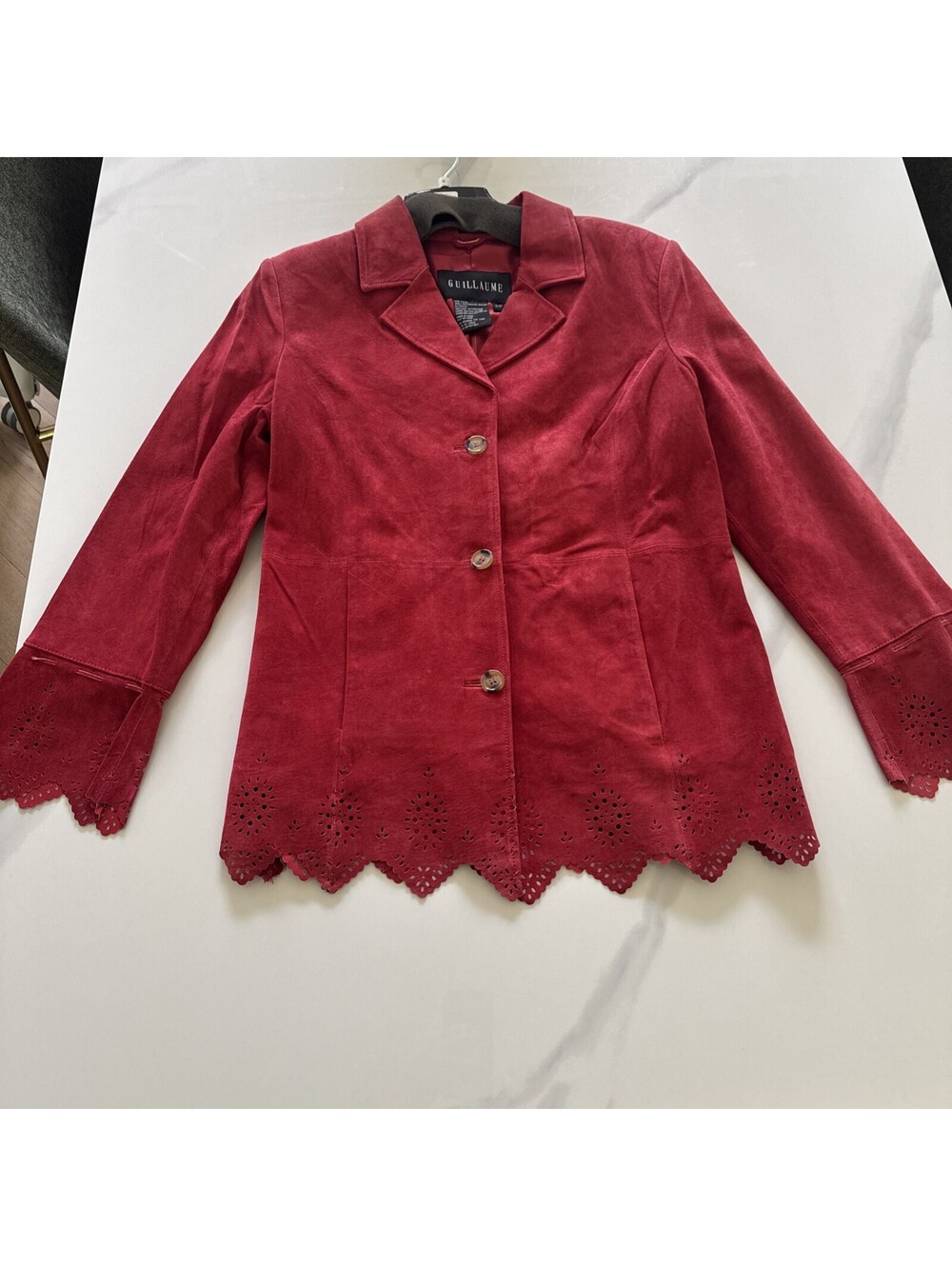 New Without Tags - Guillaume Leather Suede Red Jacket, Women’s Small